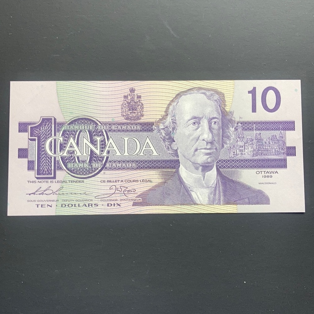VINTAGE $10 Thiessen ADX 1989 CUNC Canada Banknote